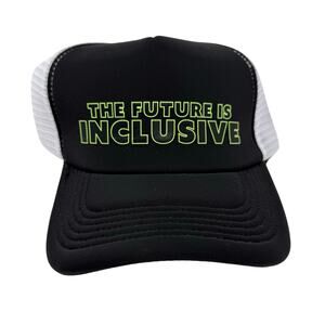 The Phluid Project The Future is Inclusive Trucker Hat Black White Mesh Adj NWT